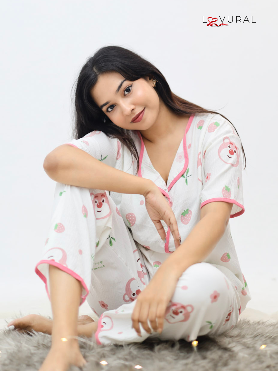 teddies and strawberries pyjama set teddies and strawberries pyjama set