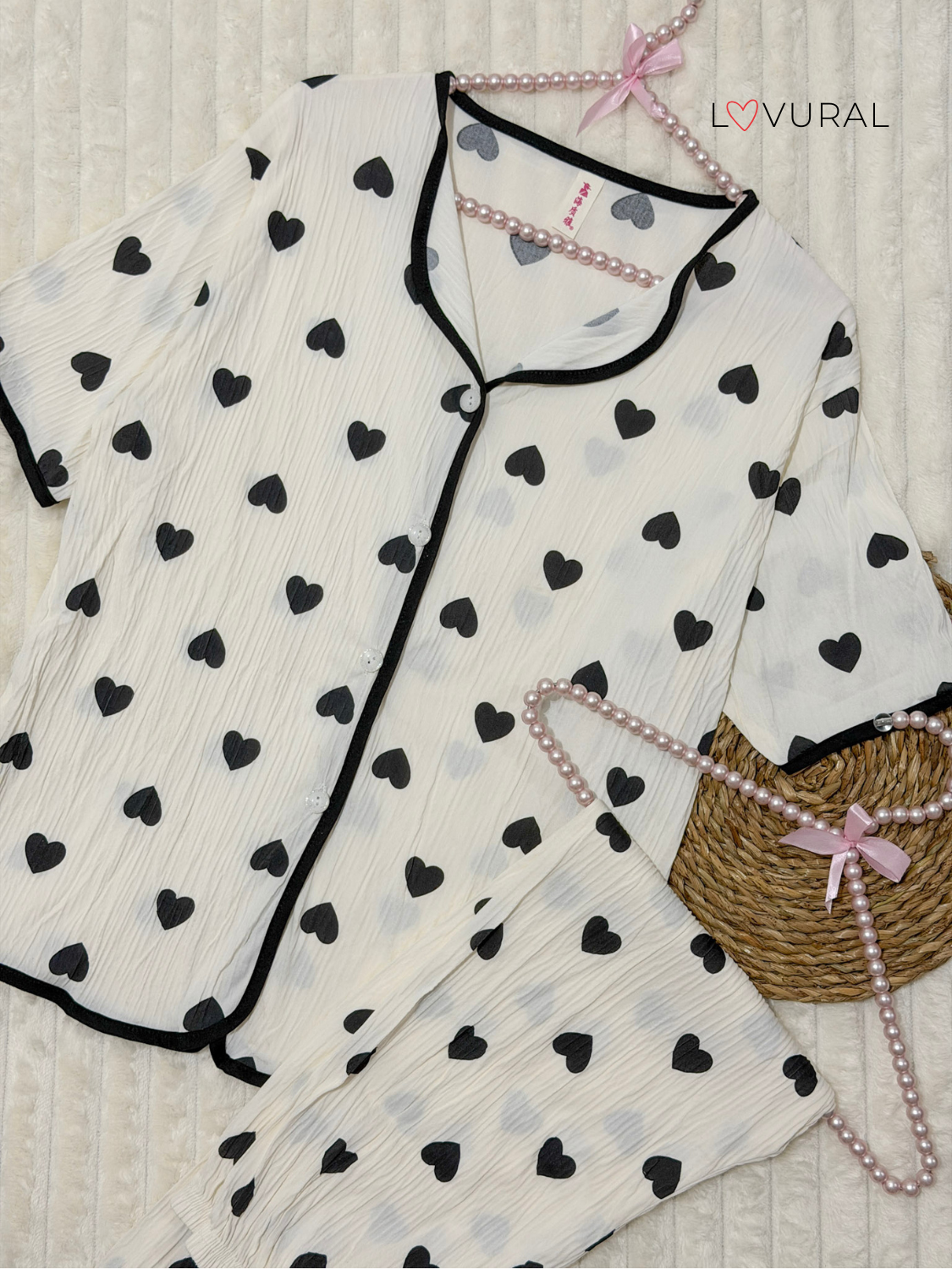 black hearts pj set black hearts pj set