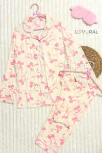 pink checkered sweetheart long sleeve pj set (copy)