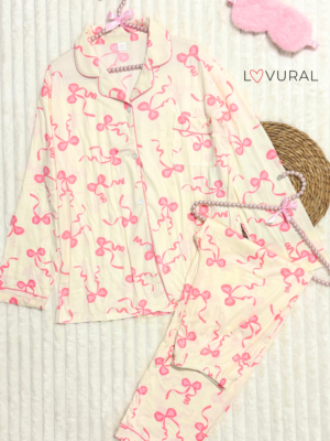 pink checkered sweetheart long sleeve pj set (copy)