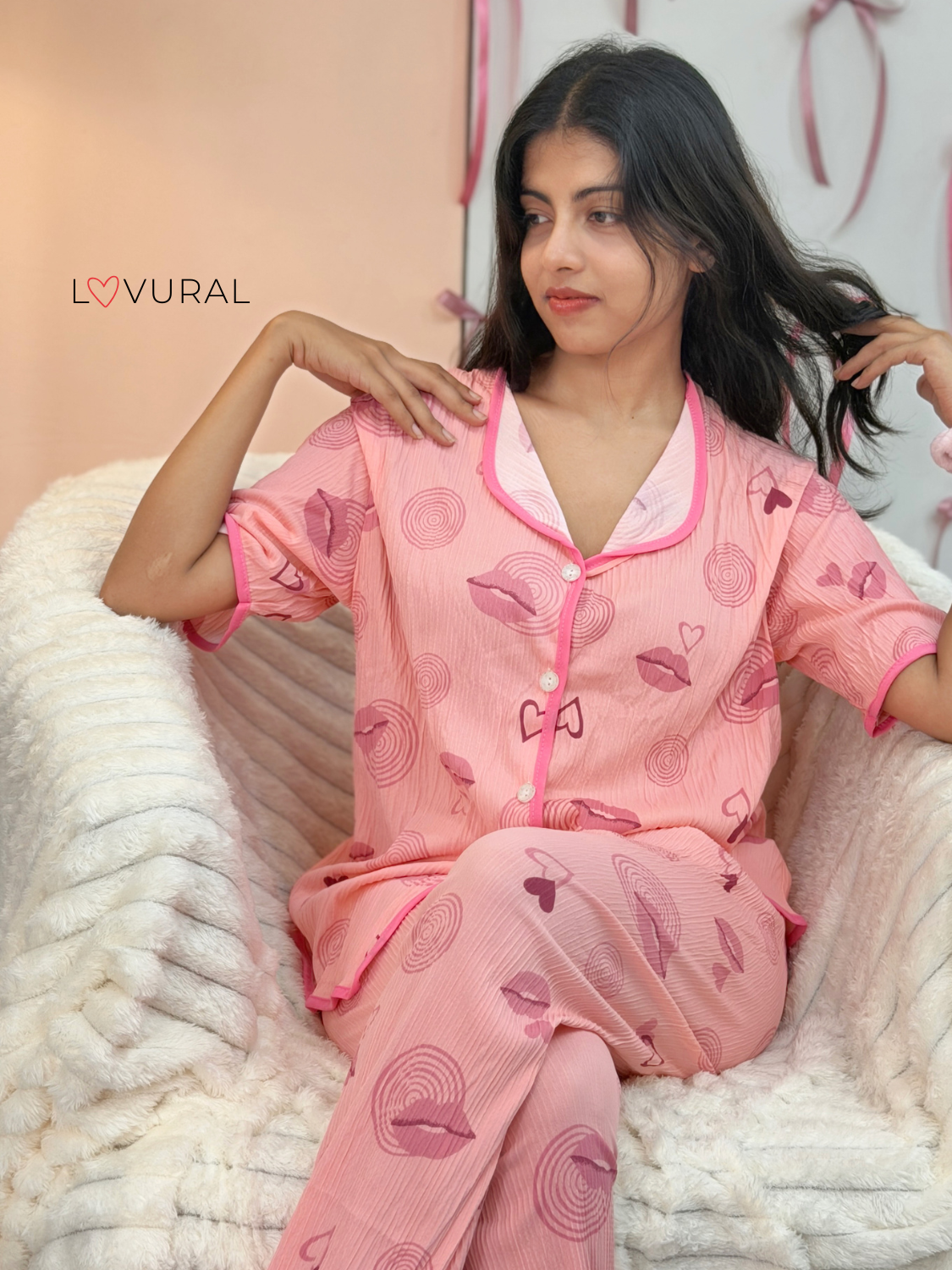 pink cherry & bows pj set pink cherry & bows pj set