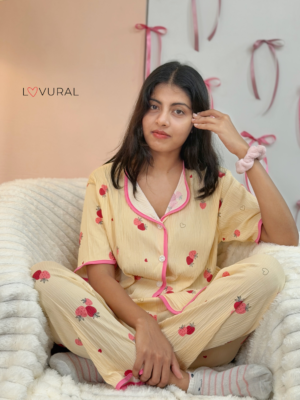 pink cherry & bows pj set