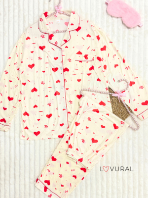 pink checkered sweetheart long sleeve pj set (copy)