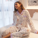 purple hearts & bunny long sleeve pj set