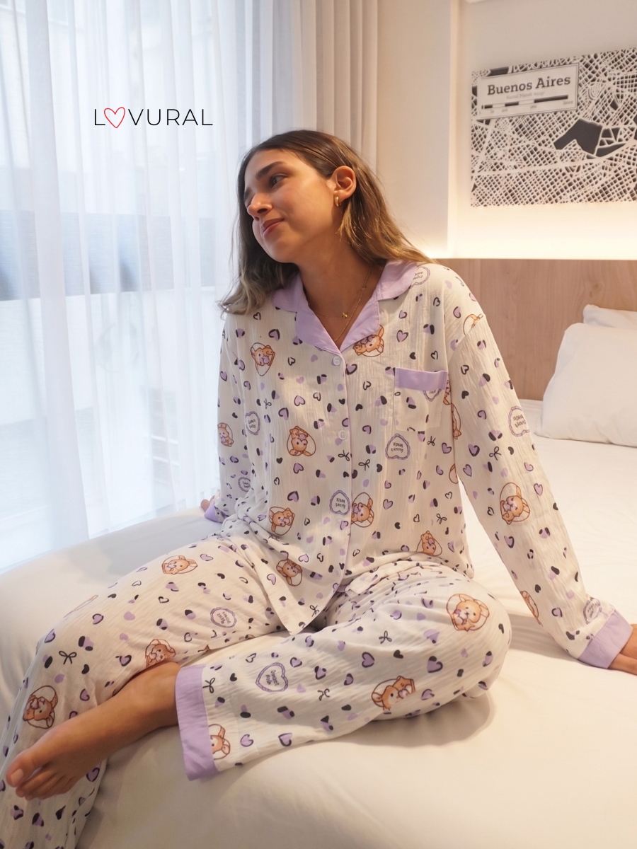 purple hearts & bunny long sleeve pj set purple hearts & bunny long sleeve pj set