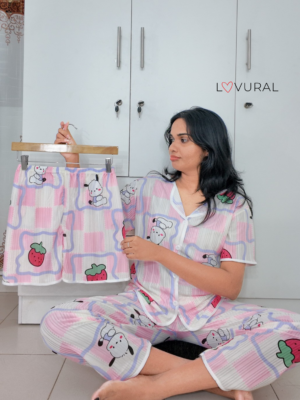 strawberry checked 3 pcs pj set