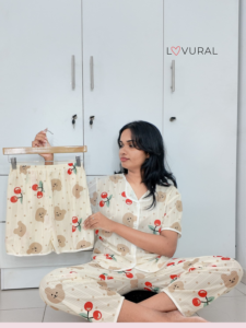 Cherries & Teddies 3 pcs Shirt PJ Set strawberry checked 3 pcs pj set