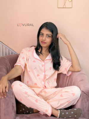 pink kisses pj set